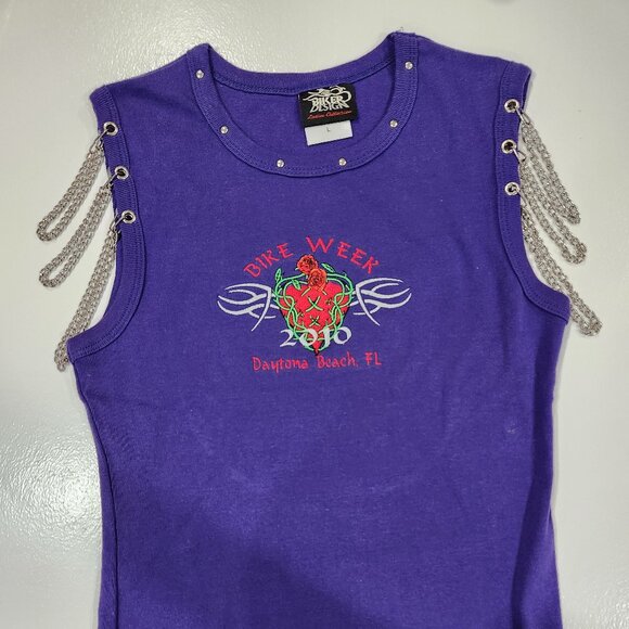 Studded Bike Week Tank Top Purple Size L - Picture 1 of 8
